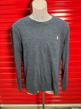 Polo by Ralph Lauren Men's Long-Sleeve Crewneck Tee in Heather Blue